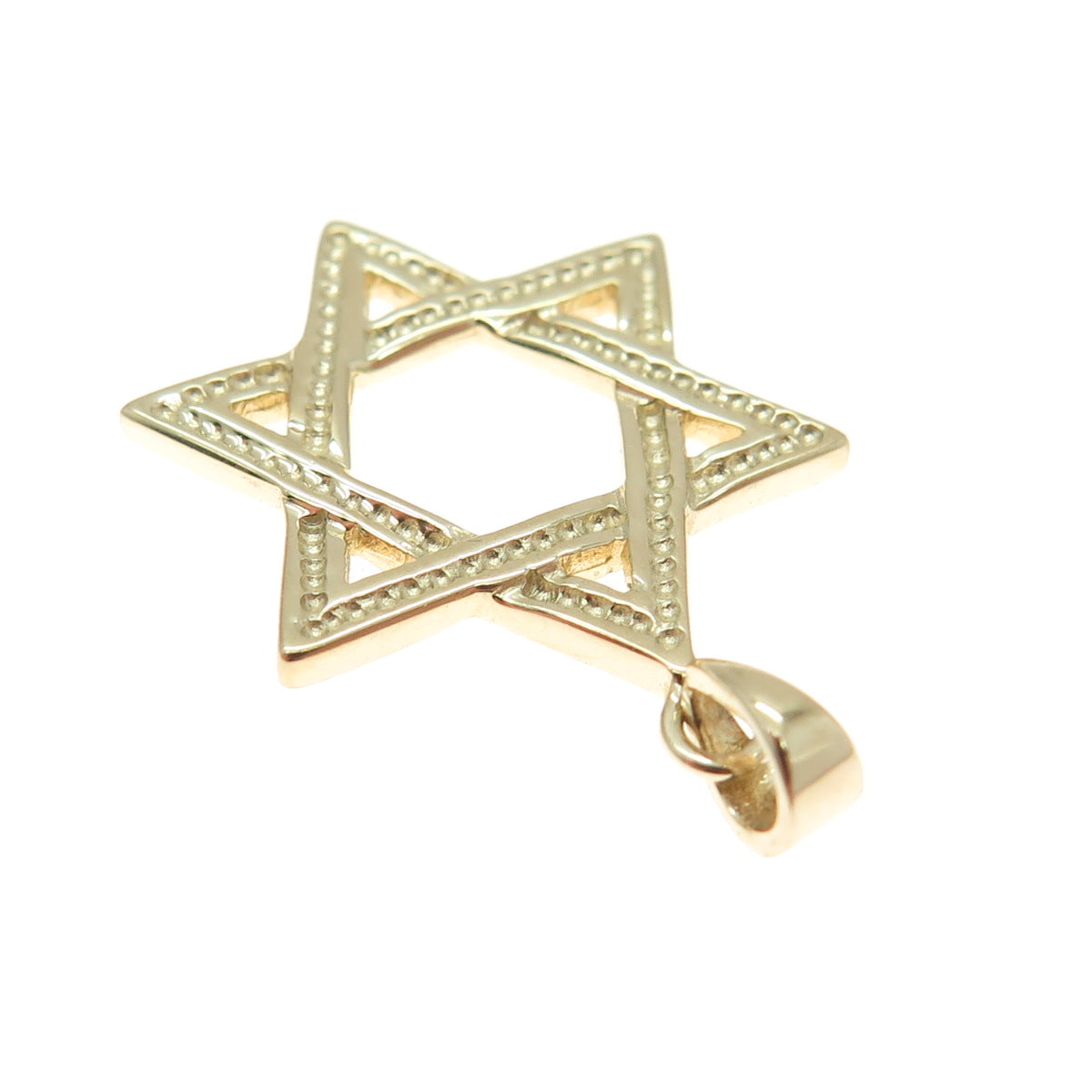 14K Yellow Gold Star of David Minimalist Charm Pendant