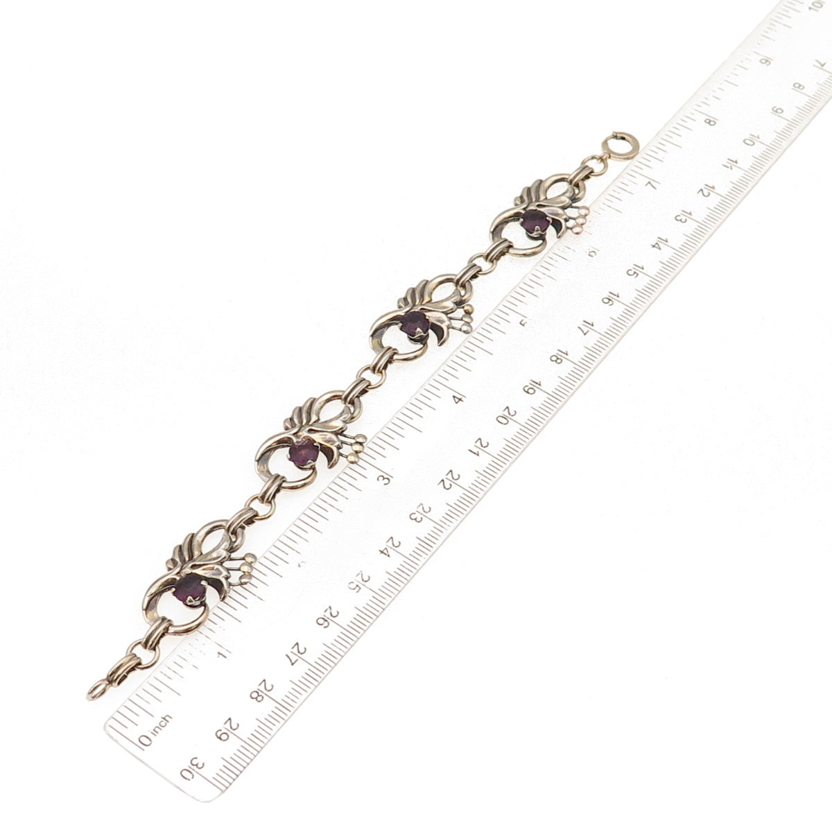 Harry Iskin 1/20 10K Gold Filled Antique Art Deco Real Amethyst Bracelet 6.75"