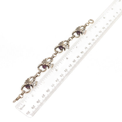 Harry Iskin 1/20 10K Gold Filled Antique Art Deco Real Amethyst Bracelet 6.75"