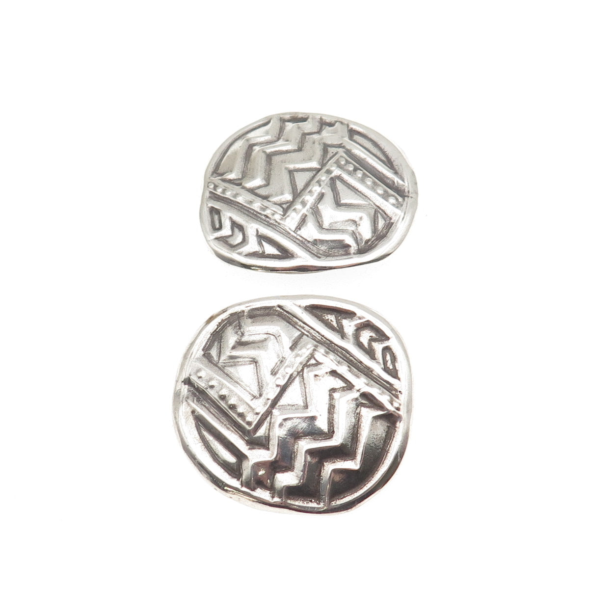 TABRA 925 Sterling Silver Vintage 1992 Modernist Oxidized Clip On Earrings