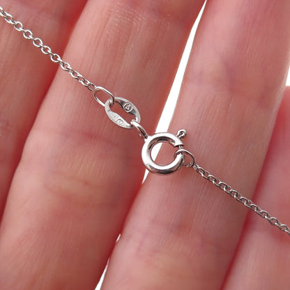 925 Sterling Silver Mexico Real Diamond Sun Cable Chain Necklace 18"