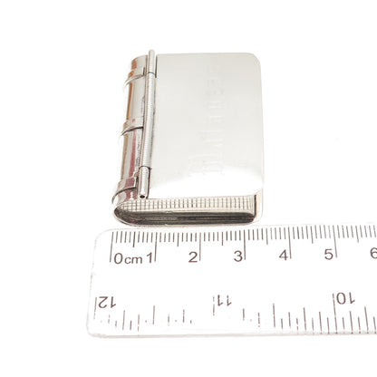 925 Sterling Silver Vintage Mexico Engraved Matanzas Book Pill / Snuff Box