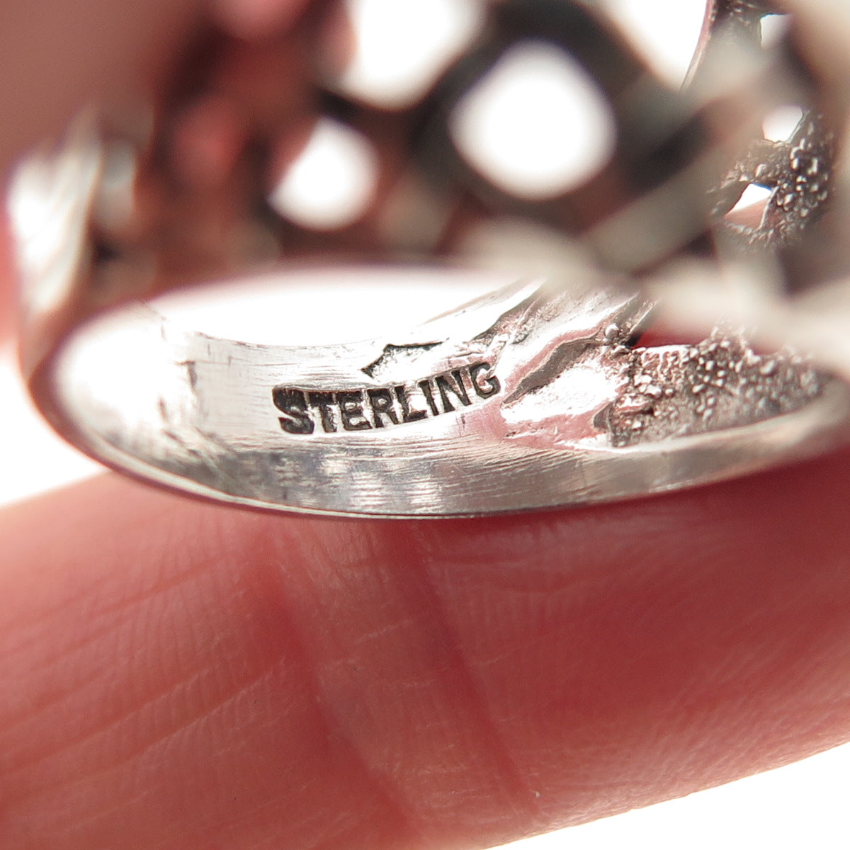 925 Sterling Silver Vintage Woven Dome Oxidized Ring Size 6.75