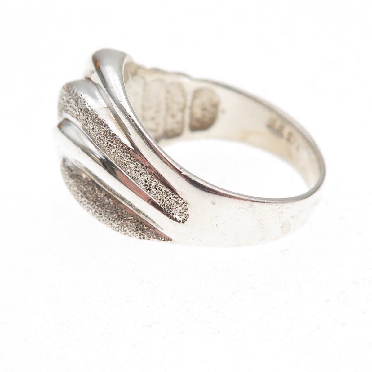 925 Sterling Silver Vintage Modernist Wave Oxidized Ring Size 8