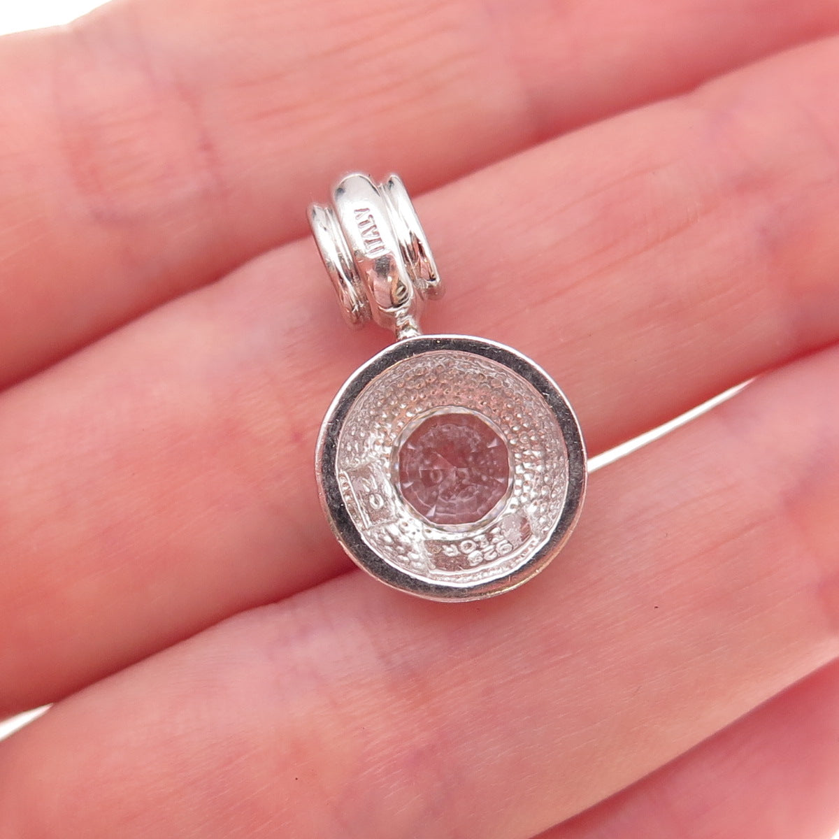 Itaor 925 Sterling Silver Italy Round-Cut C Z Charm Pendant