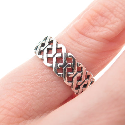 925 Sterling Silver Vintage Celtic Oxidized Band Ring Size 5