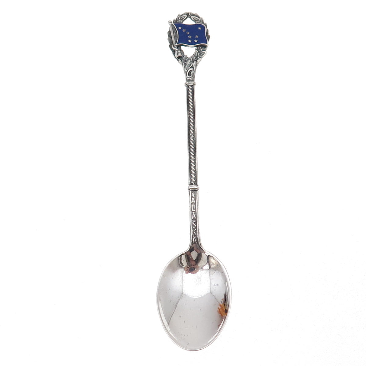 Joseph Mayer & Bros Sterling Antique Art Deco Enamel Flag of Alaska Coffee Spoon
