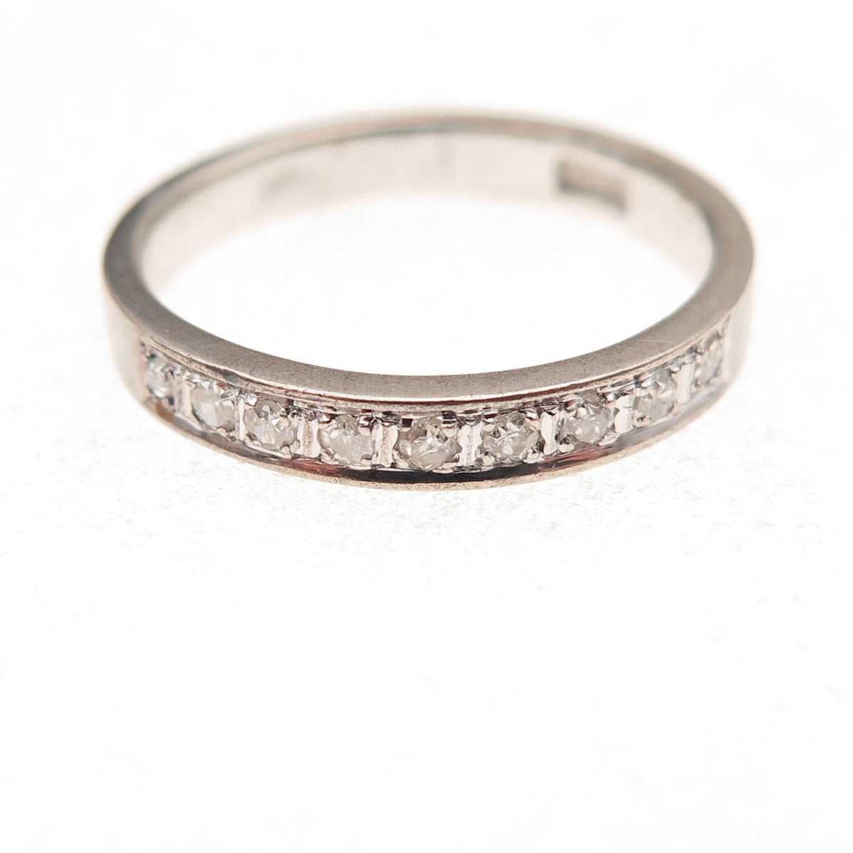 925 Sterling Silver Antique Chinese Export Real Diamond Band Ring Size 6.5