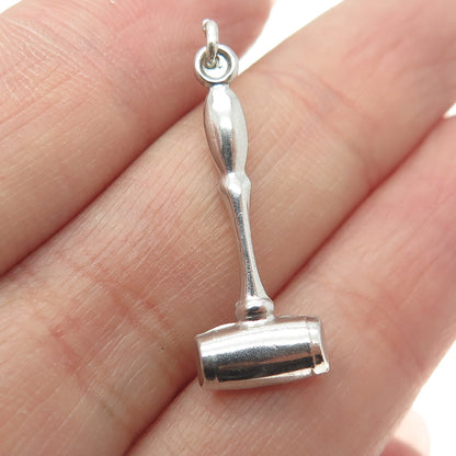 J.M. FISHER 925 Sterling Silver Antique Hammer 3D Pendant