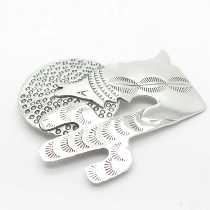 925 Sterling Silver Vintage Coyote & Cactus Pin Brooch