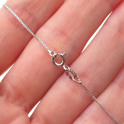 925 Sterling Silver Blue Enamel Moon Face Goddess Box Chain Necklace 18"