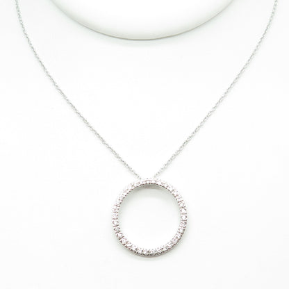 925 Sterling Silver Round-Cut C Z Circle of Life Cable Chain Necklace 18-20"
