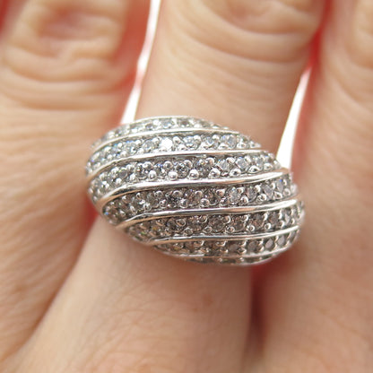 925 Sterling Silver Round-Cut C Z Sparkle Dome Ring Size 8
