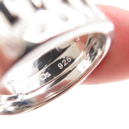 NEOS 925 Sterling Silver Textured Sewing Stitches Band Ring Size 8.75