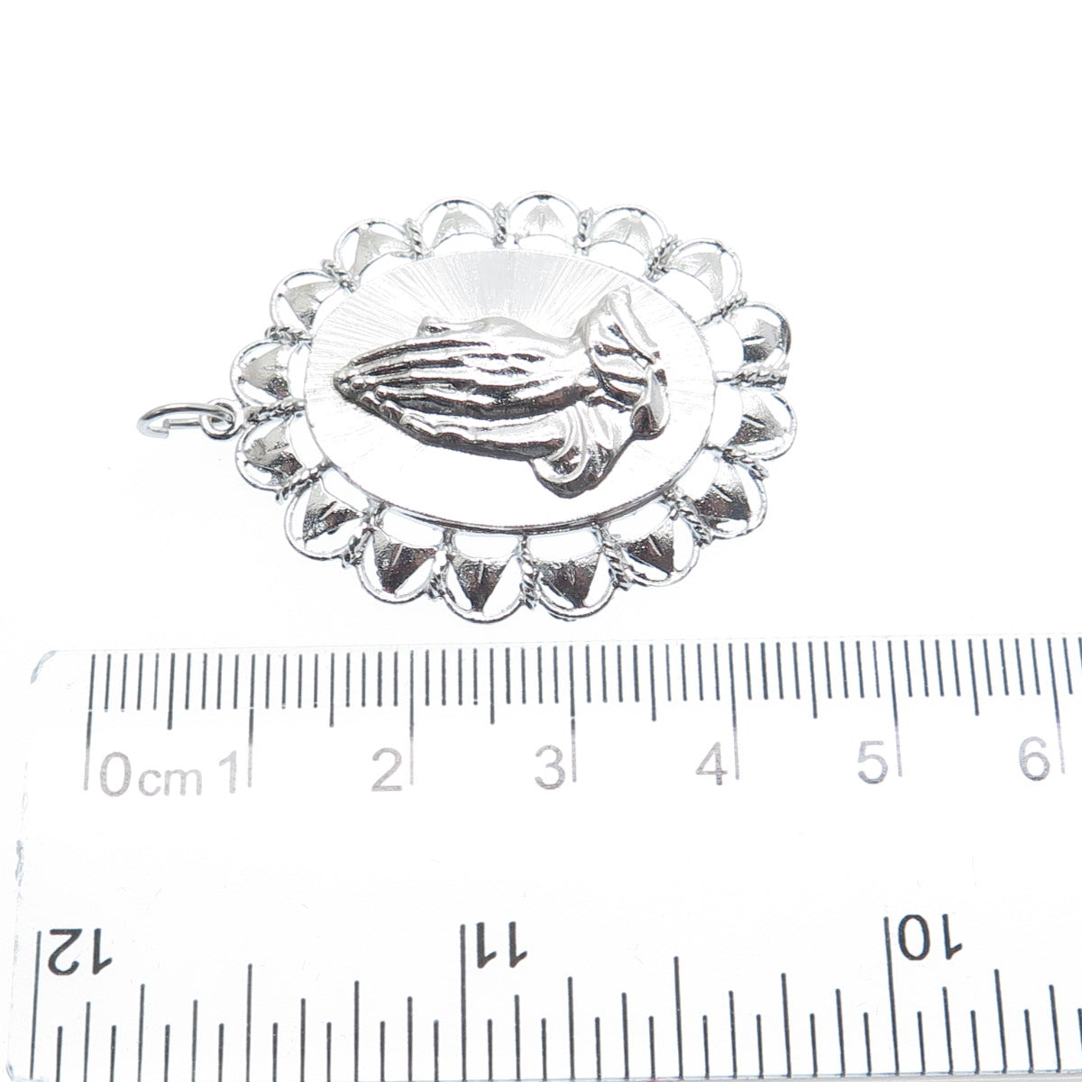 ART'S ELEGANCE 925 Sterling Silver Vintage Hands In Prayer Religious Pendant