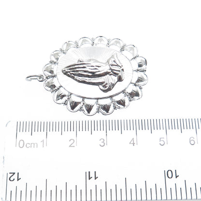 ART'S ELEGANCE 925 Sterling Silver Vintage Hands In Prayer Religious Pendant