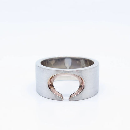 925 Sterling Silver Gold Plated Vintage Breuning Band Ring Size 6.25