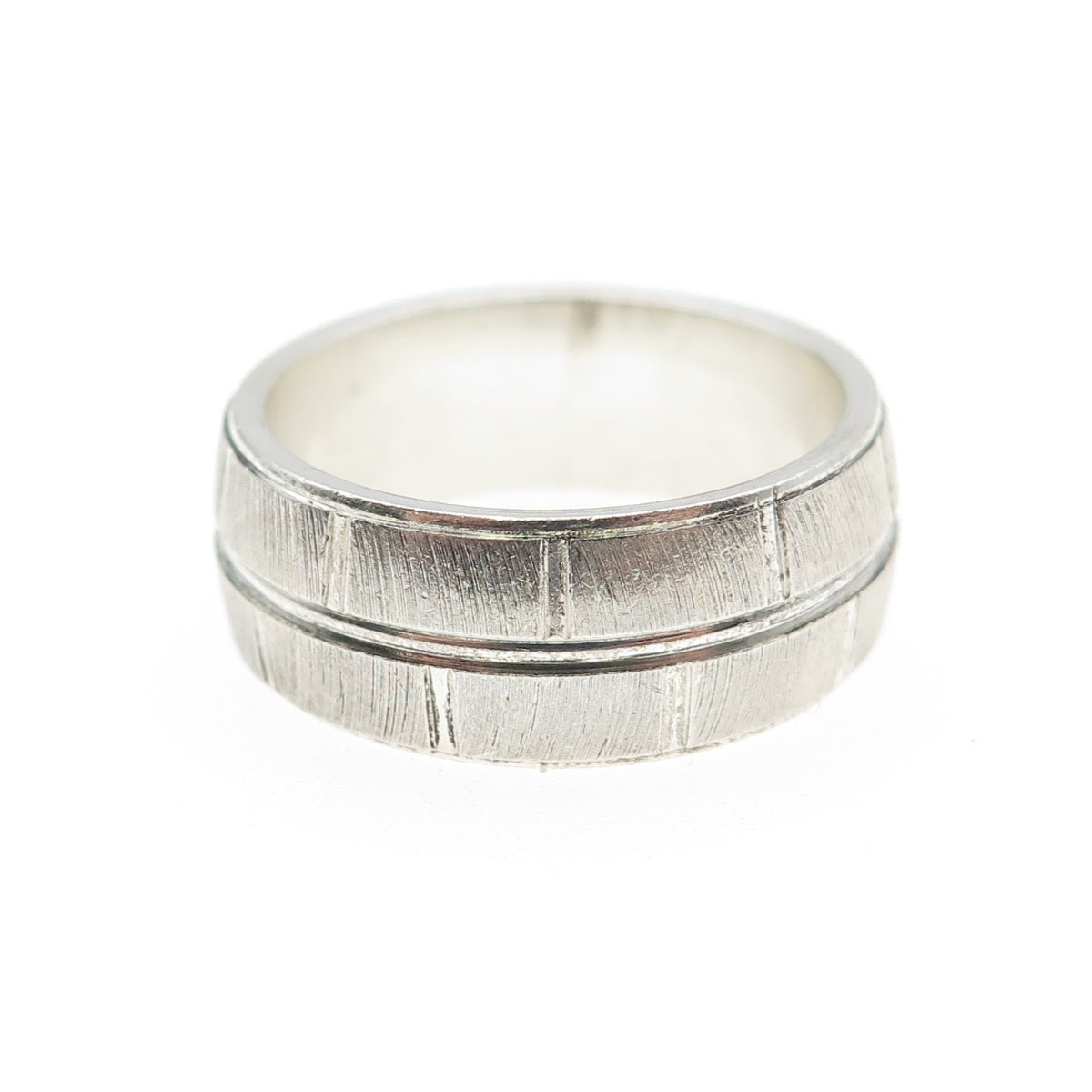 925 Sterling Silver Vintage Textured Band Ring Size 7.5