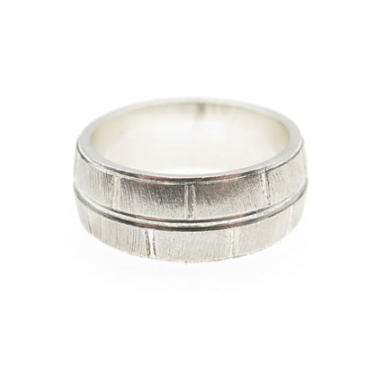 925 Sterling Silver Vintage Textured Band Ring Size 7.5