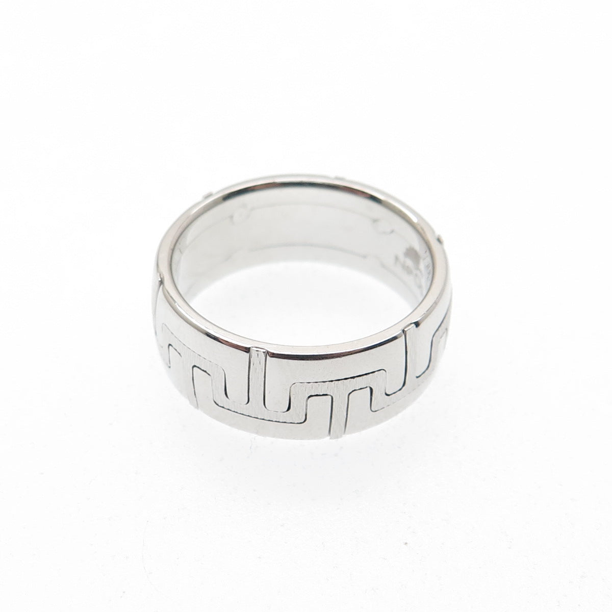 NEOS 925 Sterling Silver Textured Greek Maze Band Ring Size 7.75