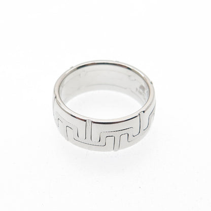 NEOS 925 Sterling Silver Textured Greek Maze Band Ring Size 7.75