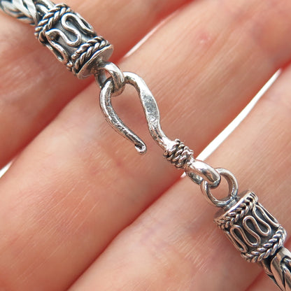 925 Sterling Silver Vintage Clear Crystal Oxidized Byzantine Chain Necklace 18"