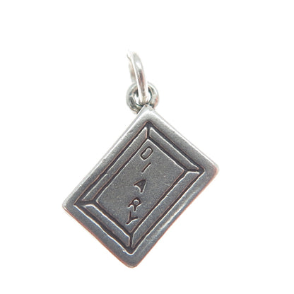 SUNWEST 925 Sterling Silver Vintage Diary Minimalist Charm Pendant