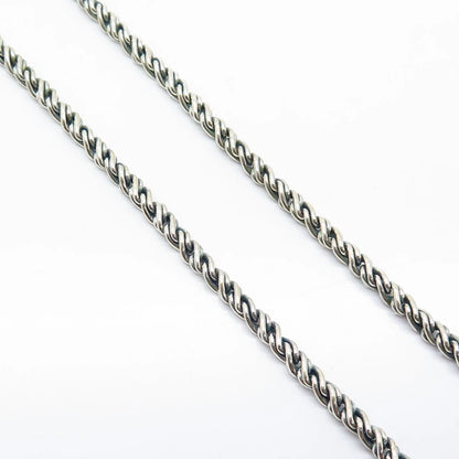 925 Sterling Silver 2-Tone Vintage Real Amethyst Gem Fancy Chain Necklace 16"