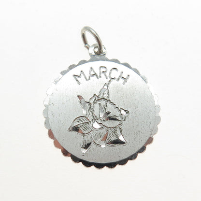 GRIFFITH & SONS 925 Sterling Silver Vintage "March" Narcissus Flower Pendant