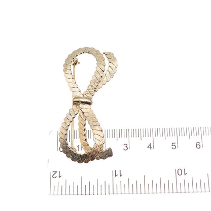 Napier 925 Sterling Silver Gold Plated Vintage Ribbed Bow Pin Brooch