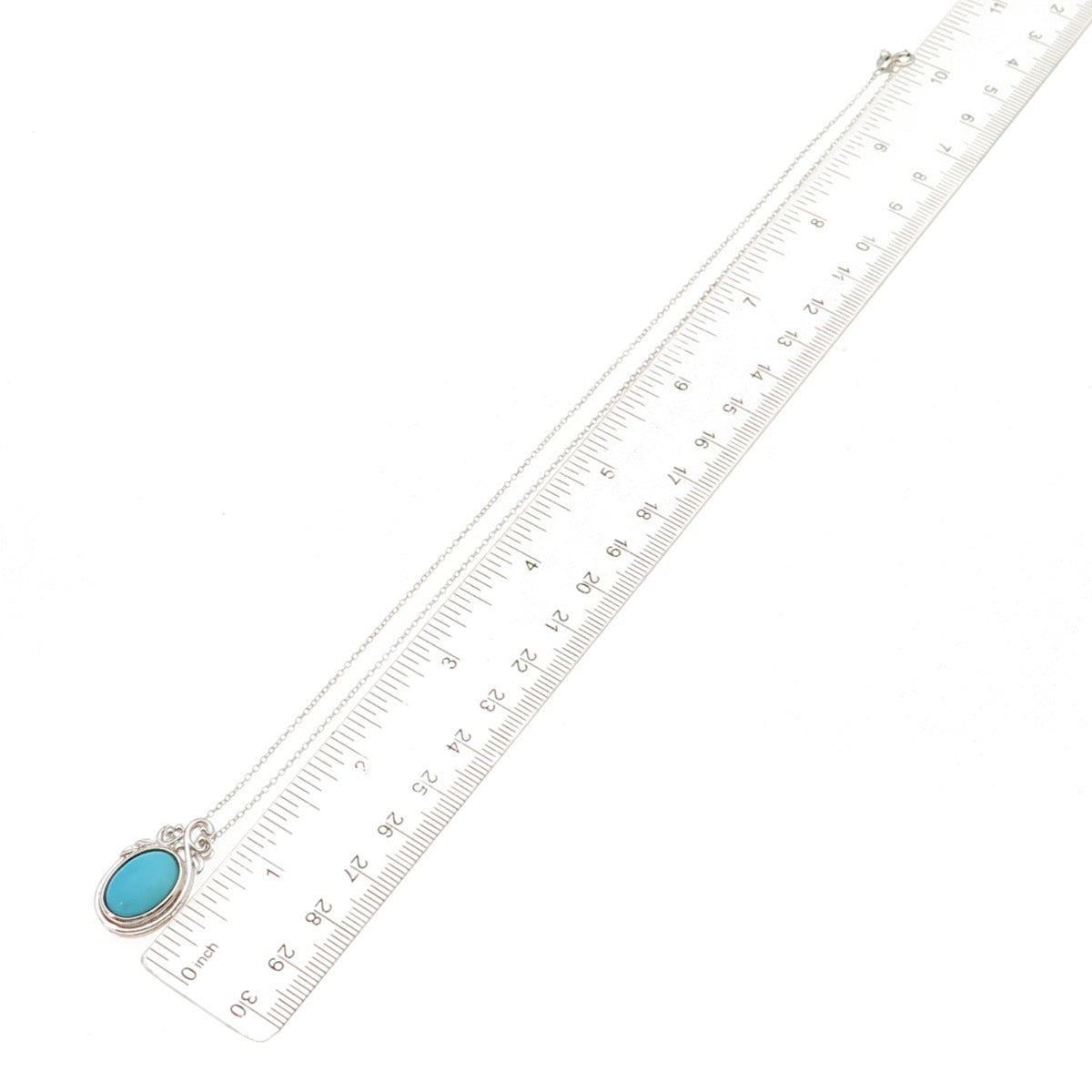 925 Sterling Silver Real Sleeping Beauty Turquoise Cable Chain Necklace 18"