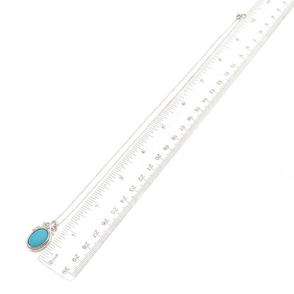 925 Sterling Silver Real Sleeping Beauty Turquoise Cable Chain Necklace 18"