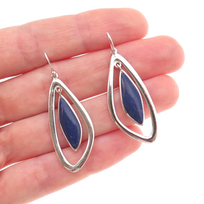 Boma 925 Sterling Silver Vintage Real Lapis Modernist Dangle Earrings