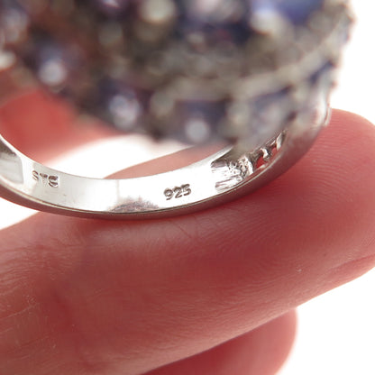 Chuck Clemency 925 Sterling Silver Real Turquoise Tanzanite Topaz Ring Size 8.25