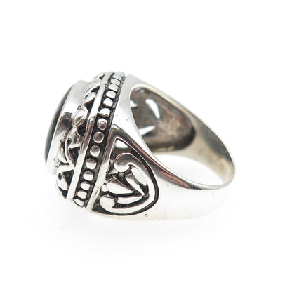 CHAPAL ZENRAY 925 Sterling Silver Vintage Real Black Onyx Oxidized Ring Size 6