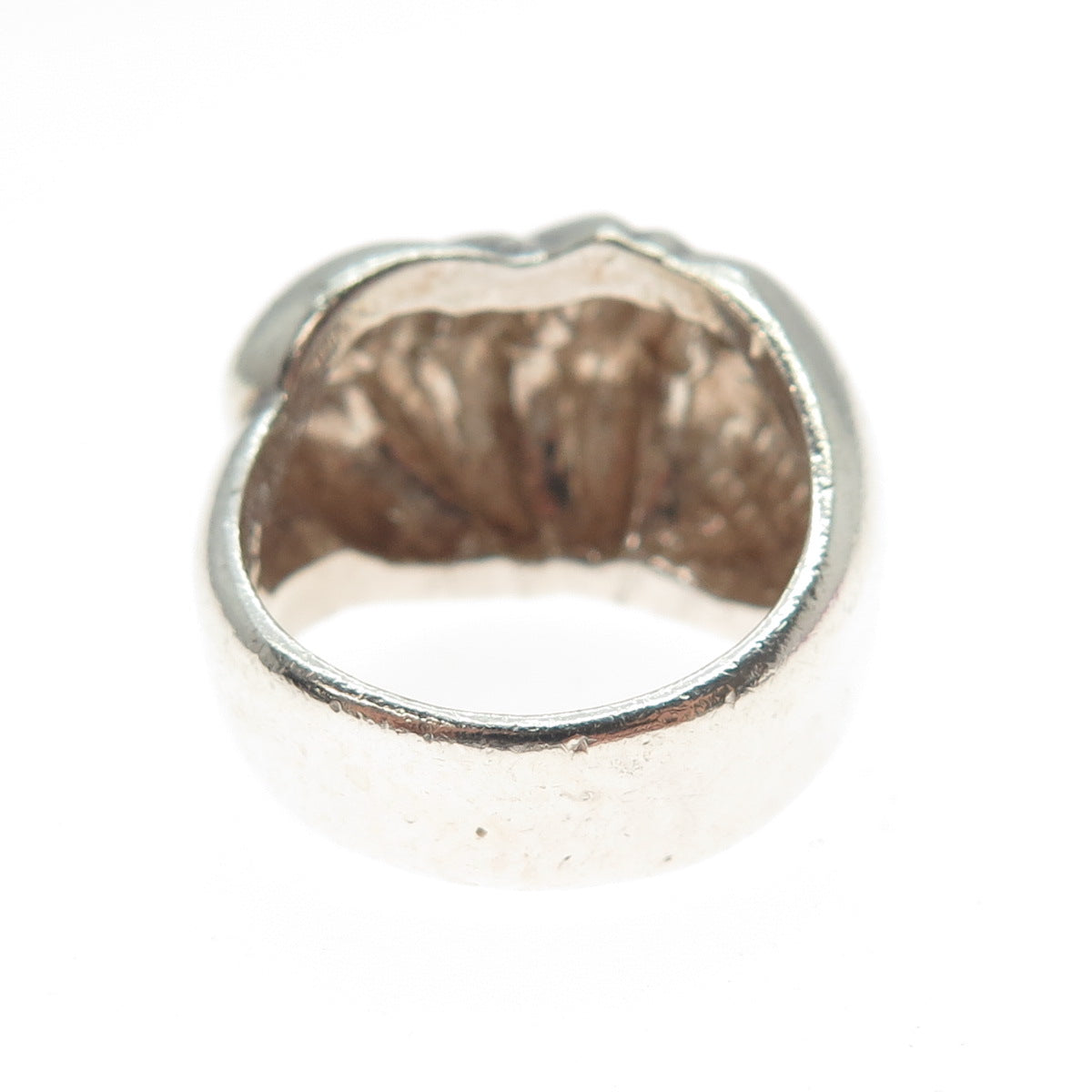 925 Sterling Silver Vintage Mexico Modernist Ribbed Dome Ring Size 7
