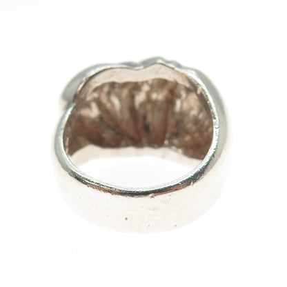 925 Sterling Silver Vintage Mexico Modernist Ribbed Dome Ring Size 7