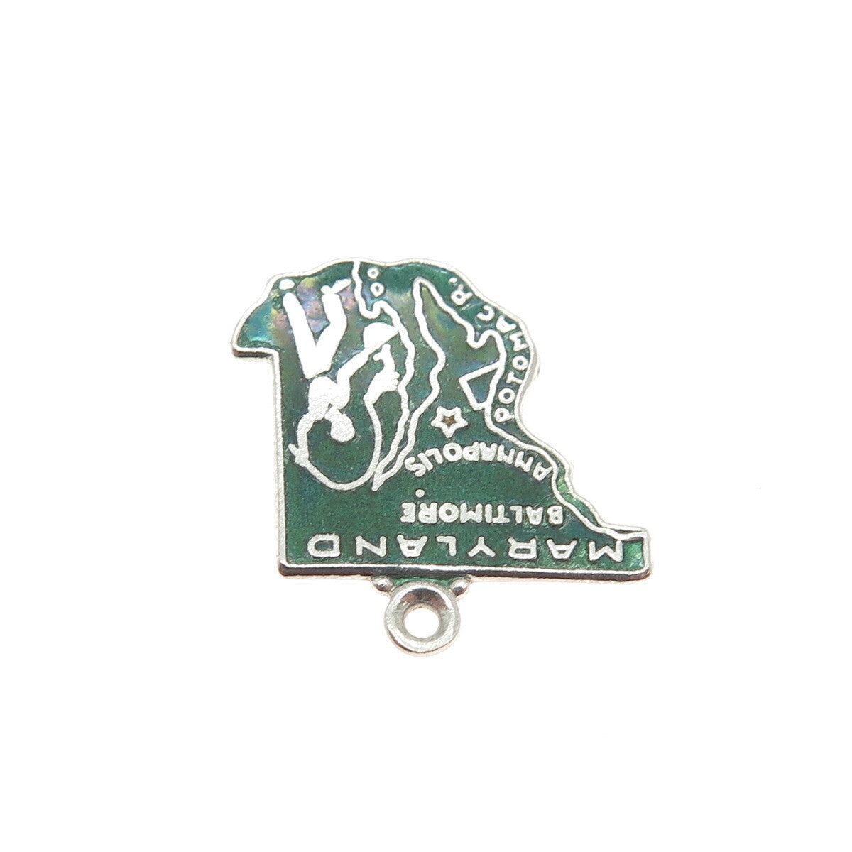 ART'S ELEGANCE 925 Sterling Silver Vintage Enamel Maryland Charm Pendant