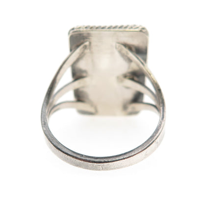 Old Pawn Sterling Silver Vintage Southwestern Black Onyx Tribal Ring Size 7.5