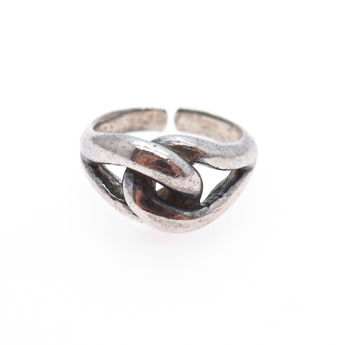 925 Sterling Silver Vintage Modernist Interlocked Oxidized Ring Size 7