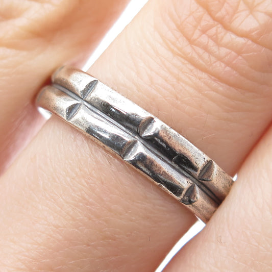 925 Sterling Silver Vintage 2-Row Bar Oxidized Band Ring Size 10.75