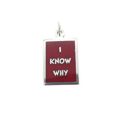 925 Sterling Silver Red Enamel I Know Why Minimalist Charm Pendant
