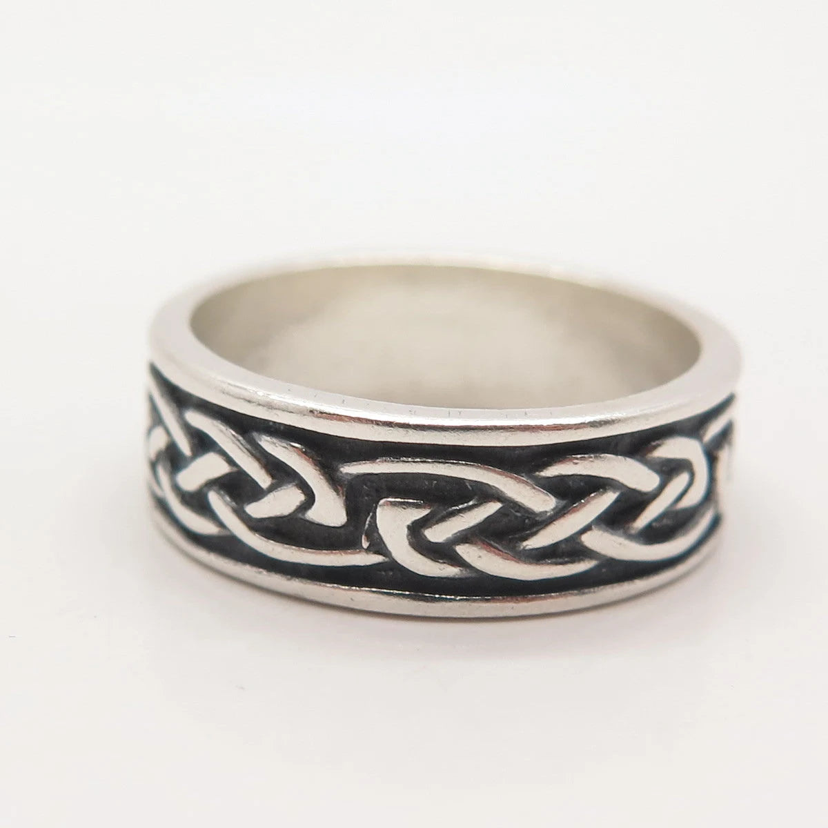 925 Sterling Silver Vintage Wheeler Mfg Co. Celtic Band Ring Size 8.5