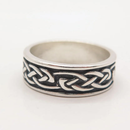 925 Sterling Silver Vintage Wheeler Mfg Co. Celtic Band Ring Size 8.5