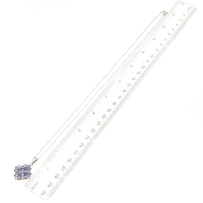 Chuck Clemency Sterling Silver Real Tanzanite Floral Cable Chain Necklace 20"