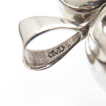 MORNING SUN 925 Sterling Silver Vintage Ornate Flower Heart Pendant