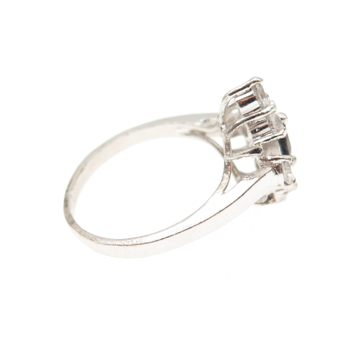 925 Sterling Silver Real Sapphire & C Z Bohemian Ring Size 6.75