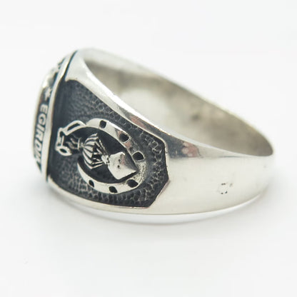 925 Sterling Silver Vintage Glass "Egirdin Dag Kom Okulu" School Ring Size 11.75