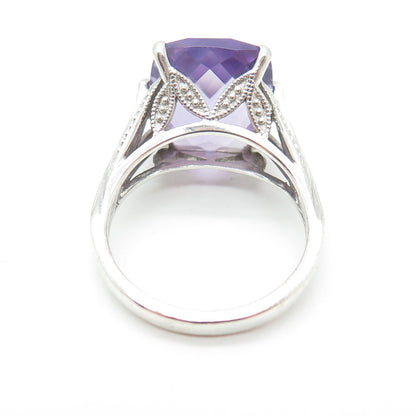 MICHELLE ALBALA 925 Sterling Silver Vintage Real Amethyst Gem Ring Size 7.25