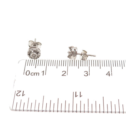 925 Sterling Silver Real Round-Cut Diamond Stud Earrings